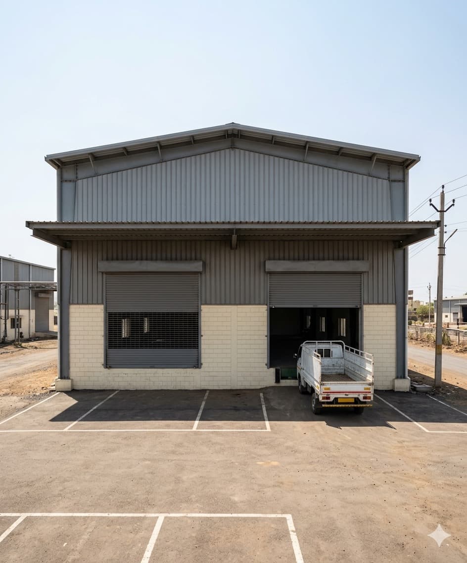 Industrial warehouse with AAC block lower walls