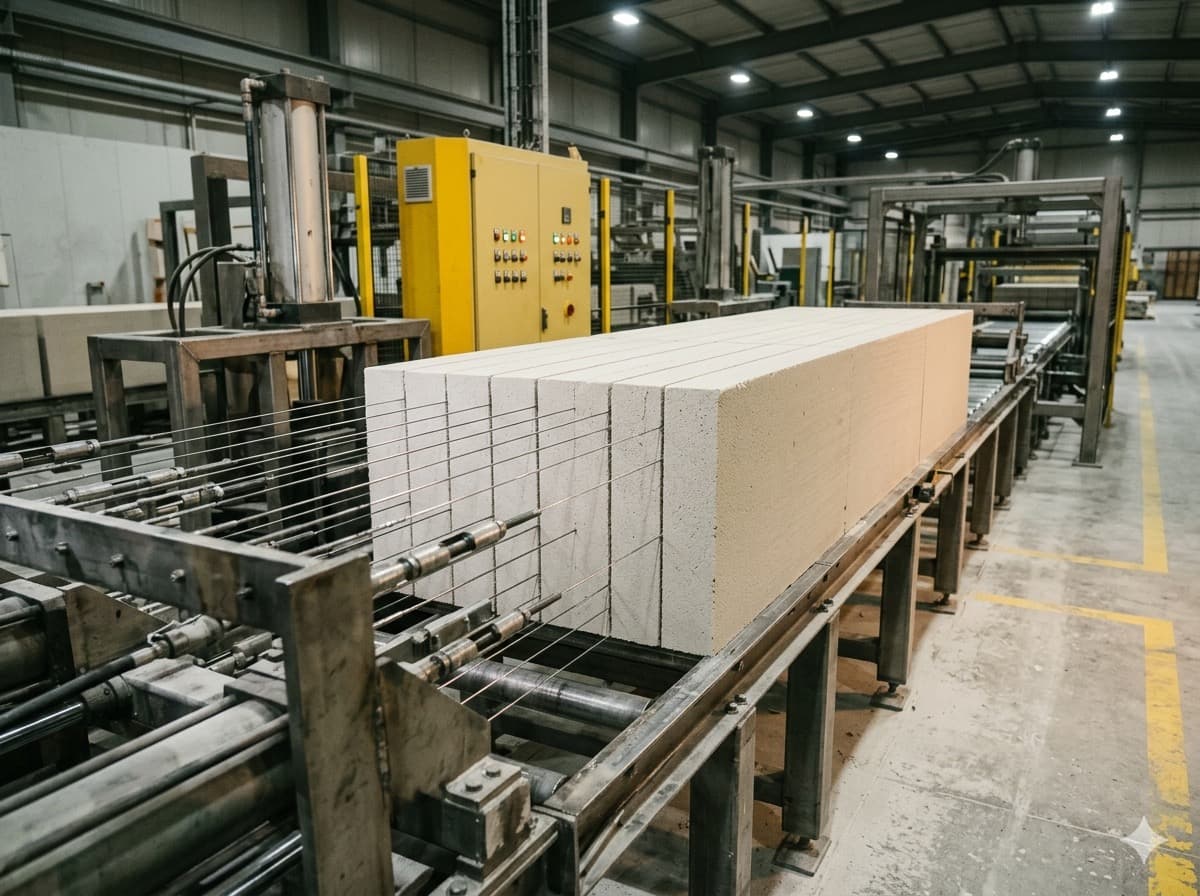 Wire-cutting station — precision AAC block sizing
