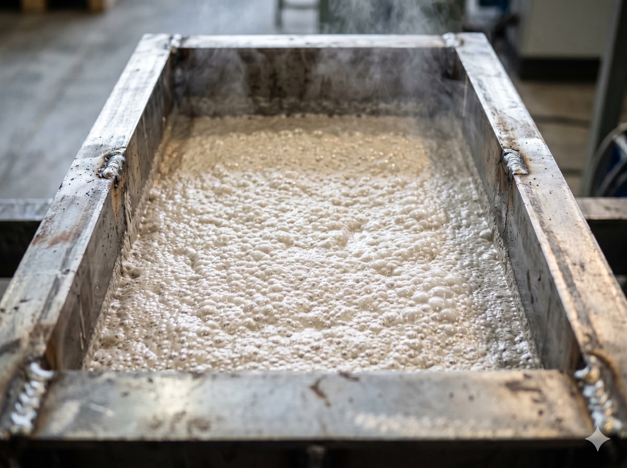Aluminium-powder aeration — slurry rising in mould