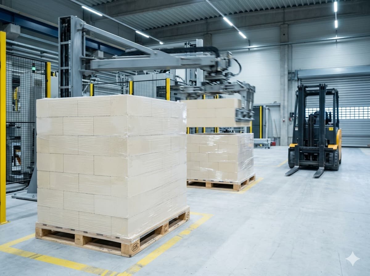 Automated palletisation — finished AAC blocks